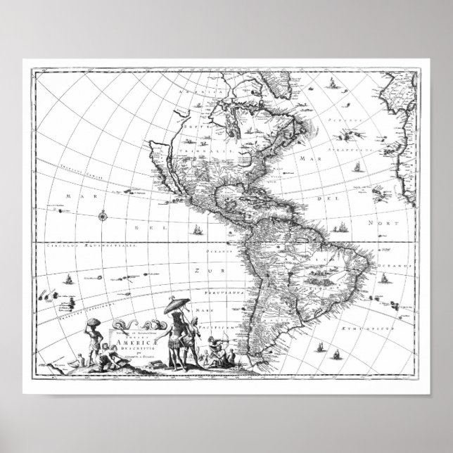 Poster 1671 Carte Totius Americae Description (Devant)