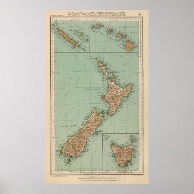 Poster 169 Nouvelle-Zélande, Hawaï, Tasmanie (Devant)