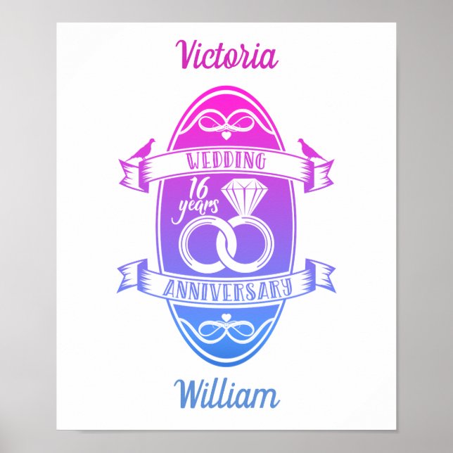 Poster 16 ans 16e anniversaire de mariage (Devant)