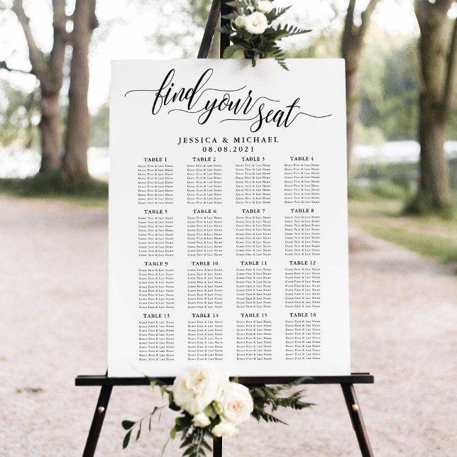 Poster 16 Grande Table Plan de Sièges des Invités de Mari (Créateur téléchargé)