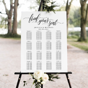 Poster 16 Grande Table Plan de Sièges des Invités de Mari