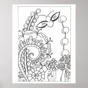 Poster 16 po x 20 po Moth, escargot aux fleurs d'imaginai