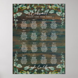 Poster 16 Table Bois rustique Verdure Eucalyptus SEATING