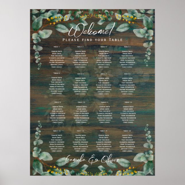 Poster 16 Table Bois rustique Verdure Eucalyptus SEATING  (Devant)