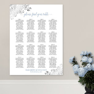 Poster 16 Table Mariage Élégant Plan de Table Blanc & Ble