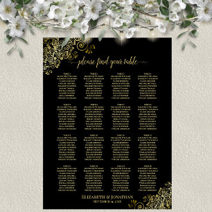 Poster 16 Table Ornements Dorés Plan de Table de Mariage