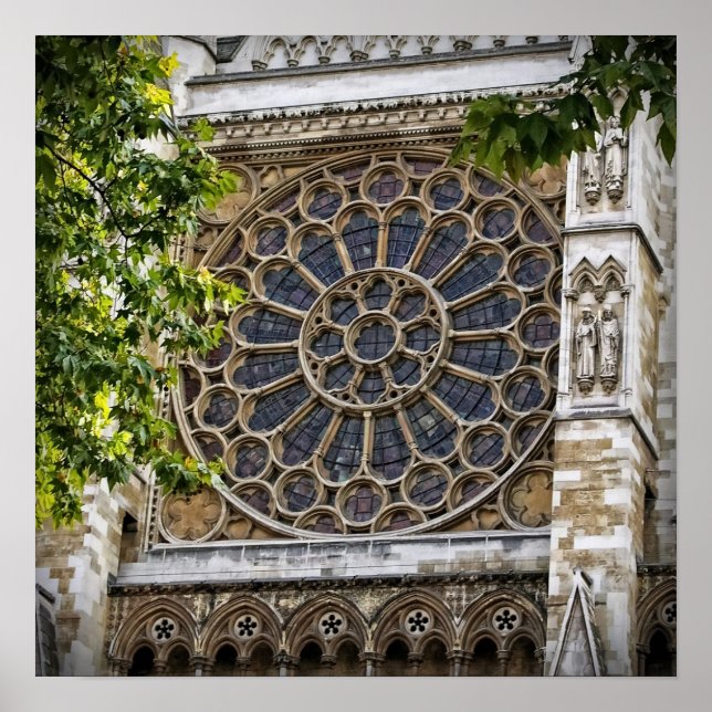 Poster 16"x16", Abbaye de Westminster - Fenêtre en verre  (Devant)