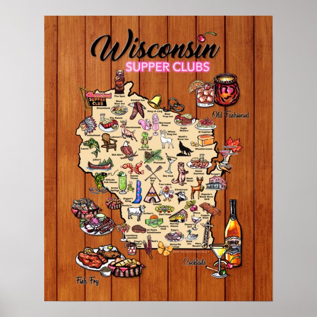 Poster - 16 x 20 - Carte du club de souper du Wisc (Devant)
