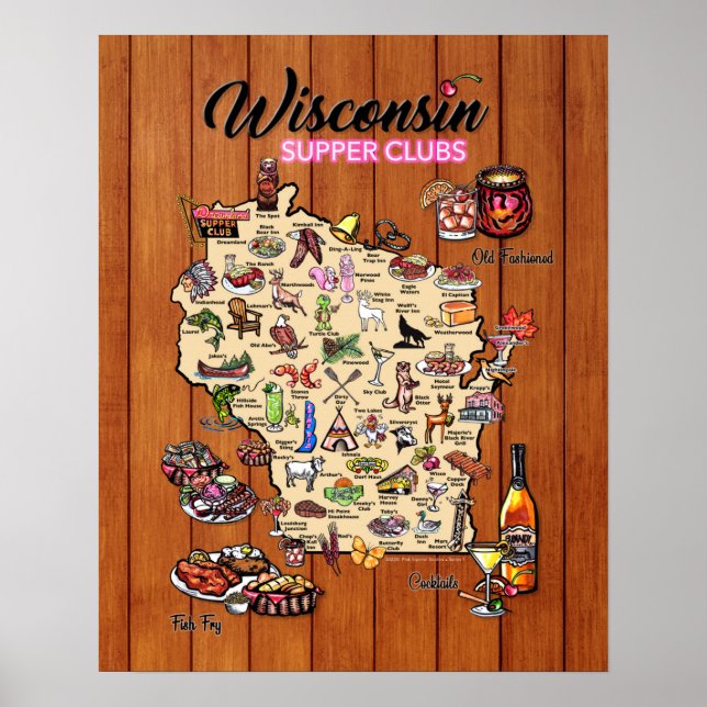 Poster - 16 x 20 - Carte du club de souper du Wisc (Devant)