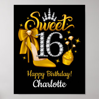 Poster 16e anniversaire. Doux 16 fille