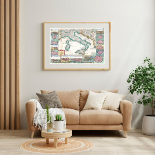 Poster 1706 de la Feuille Carte d'Italie