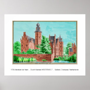 Poster 1729 Abraham de Haen Néerlandais Kasteel WESTERVEL