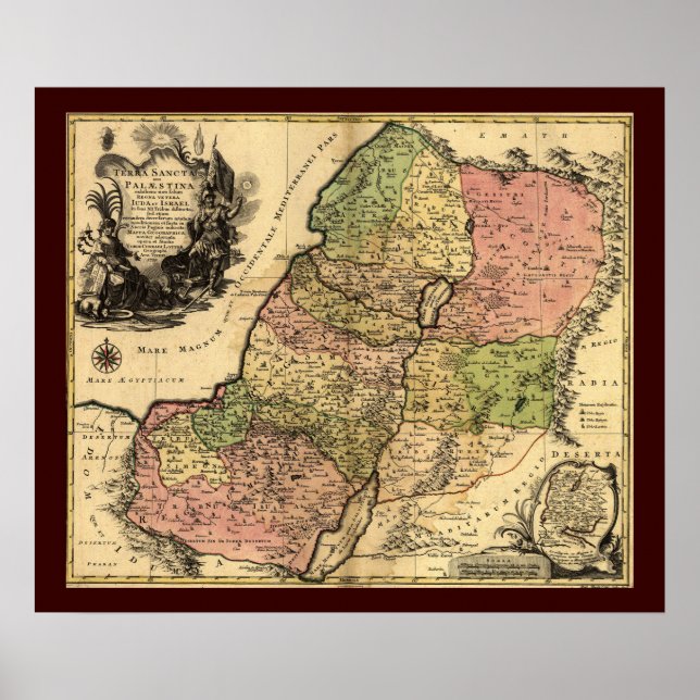 Poster 1759 Carte De L'Ancien Israël Avec Les 12 Tribus (Devant)