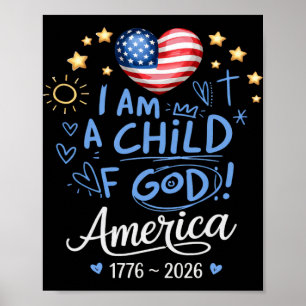 Poster 1776 2026 Enfant Américain de Dieu 250e Anniversai