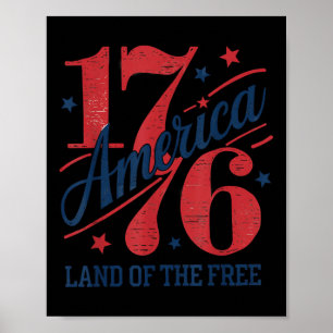 Poster 1776 Amérique Terre De L'4 juillet Libre Indépenda