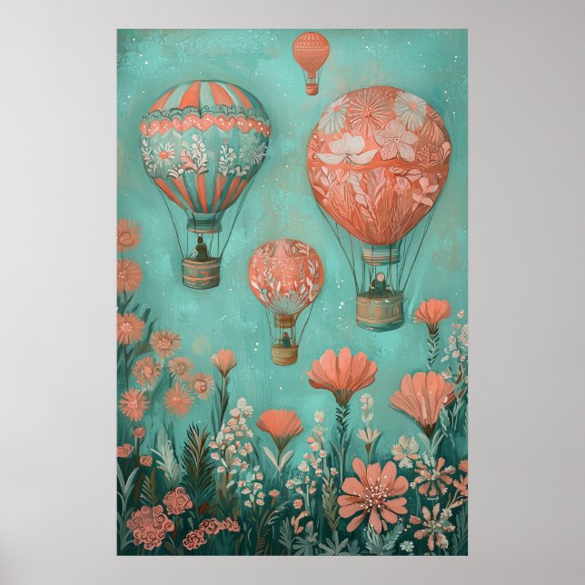 Poster 1792 Ballons flottants à air chaud (Devant)