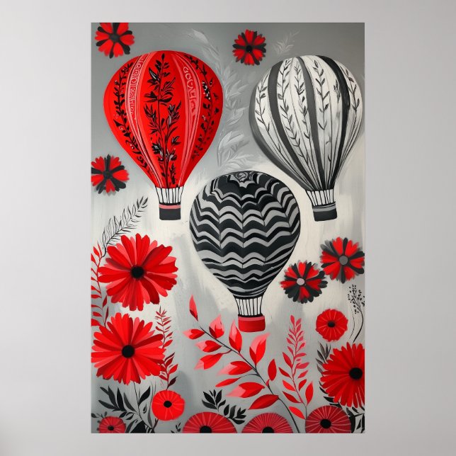 Poster 1796 Ballons flottants à air chaud (Devant)