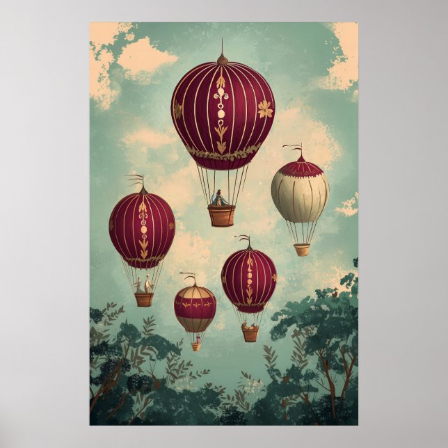 Poster 1798 Ballons flottants à air chaud (Devant)