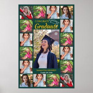 Poster 17 Collage Photo Félicitations Diplômé 2026 Vert E
