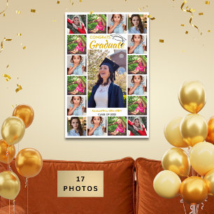 Poster 17 Collage Photo Or Congrats Diplômé Blanc