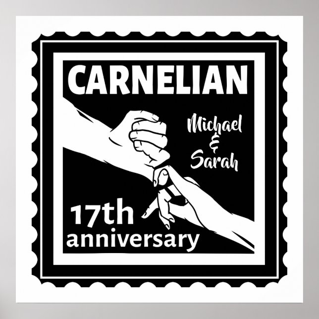 Poster 17e anniversaire du mariage noir et blanc (Devant)