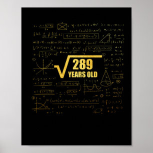 Poster 17th Birthday Square Root of  289 17 Years Old
