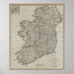 Poster 1804 Carte de l'Irlande (40"x47")