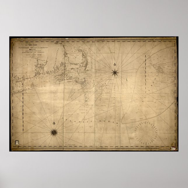 Poster 1813 Carte de Nantucket Shoals & George's Bank, MA (Devant)
