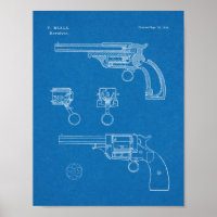 1854 Revolver de canon Dessin d'art breveté Imprim