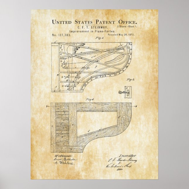 Poster 1872 Steinway Piano Forte Patent (Devant)