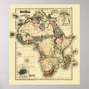 Poster 1874 Map of Africa Antique African Print
