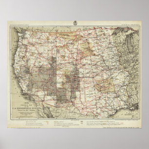 Poster 1878 Carte des enquêtes géographiques américaines