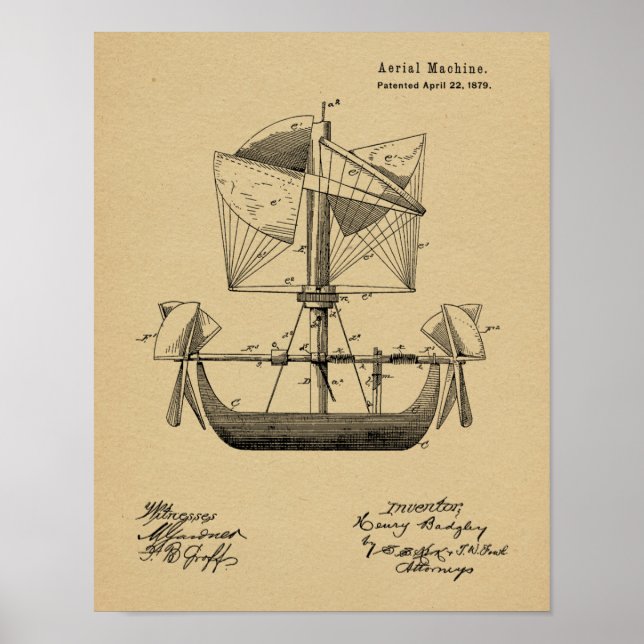 Poster 1879 Brevet d'avion de bateau de l'aviation Imprim (Devant)