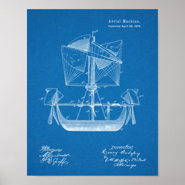 Poster 1879 Brevet d'avion de bateau de l'aviation Imprim (Devant)