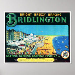 Poster 1890's de Bridlington Angleterre d'annonce de