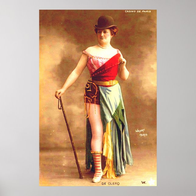 Poster 1890s De Clercq artiste au Casino de Paris (Devant)
