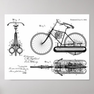 Poster 1893 Conception de bicyclettes propulsées par l'ai