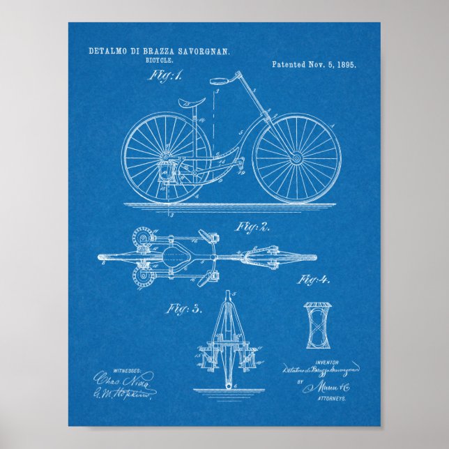 Poster 1895 Conception de bicyclettes sans chaines Brevet (Devant)