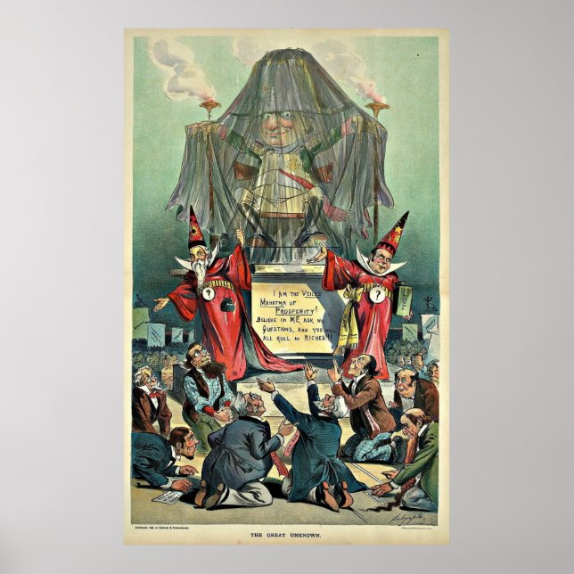 Poster 1896 Caricature de Punch "The Great Unknown" (Devant)