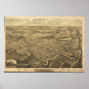 Poster 1896 St. Thomas, Ontario Carte panoramique des yeu