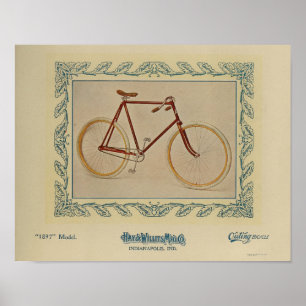 Poster 1896 Vintage Red Bicycle Magazine Publicité Art