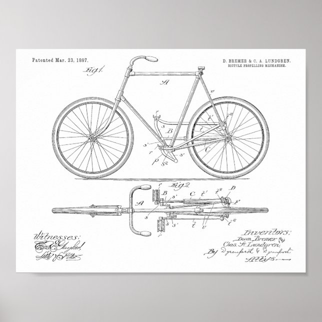 Poster 1897 Brevet de vélo sans chaîne Imprimer (Devant)