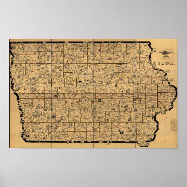 Poster 1897 Carte antique des itinéraires de livraison fe (Devant)