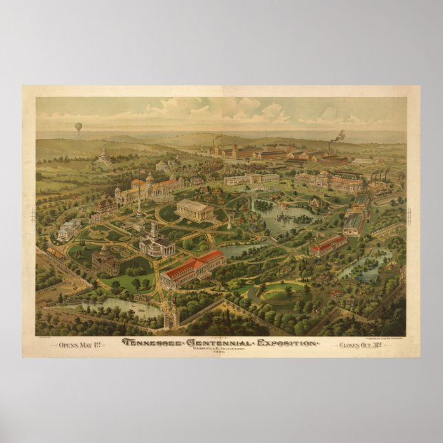 Poster 1897 Nashville, TN Centennial Expo Panoramic Map (Devant)