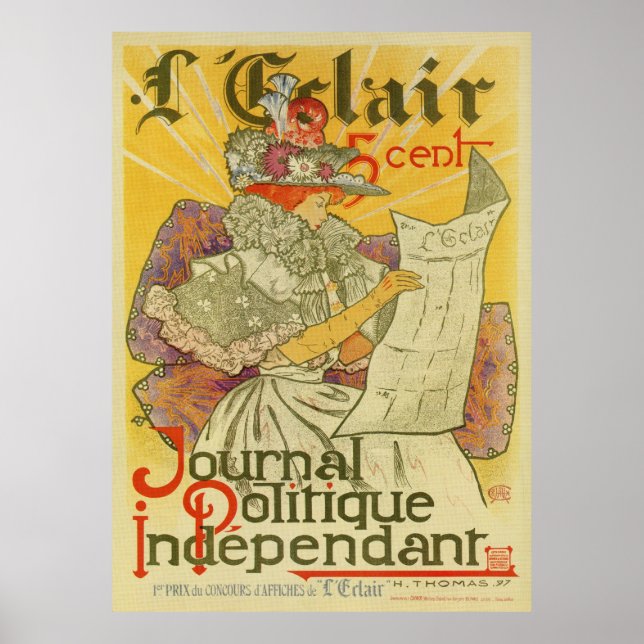 Poster 1897 Publicité pour journal Art nouveau français (Devant)
