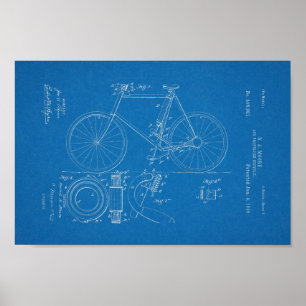 Poster 1898 Brevet de bicyclette Vintage Plan directeur I