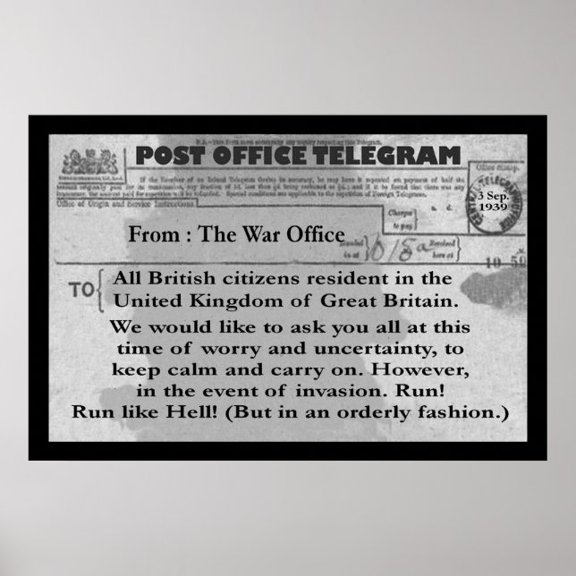 Poster - 18" x 12" Comic Telegram (Vorne)