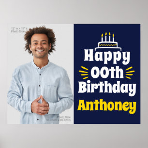 Poster 18" x 24" Joyeux Anniversaire N'Importe Quelle Ann
