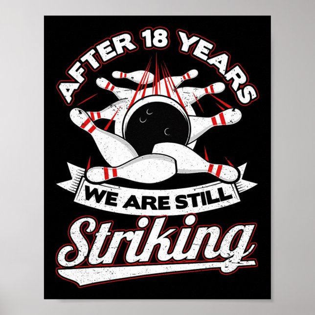 Poster 18e anniversaire du Mariage Bowling Striking 18 an (Devant)