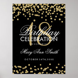 Poster 18e anniversaire Gold Faux Parties scintillant Con